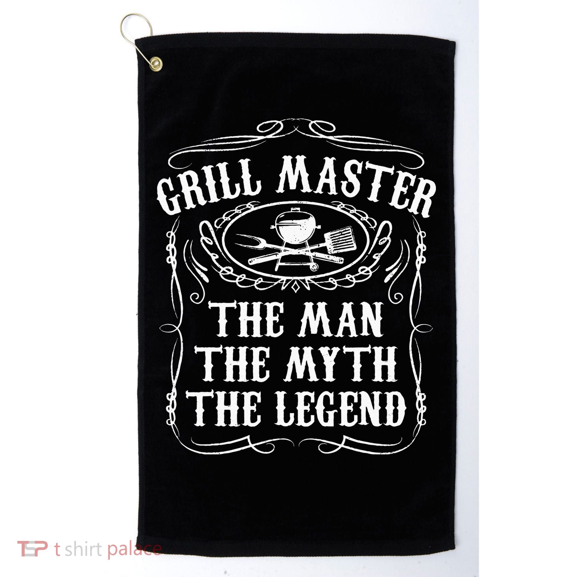 Grill Master The Man The Myth Legend Funny BBQ Smoker Gift Golf Towel