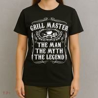 Grill Master The Man The Myth Legend Funny BBQ Smoker T-Shirt thumb 4