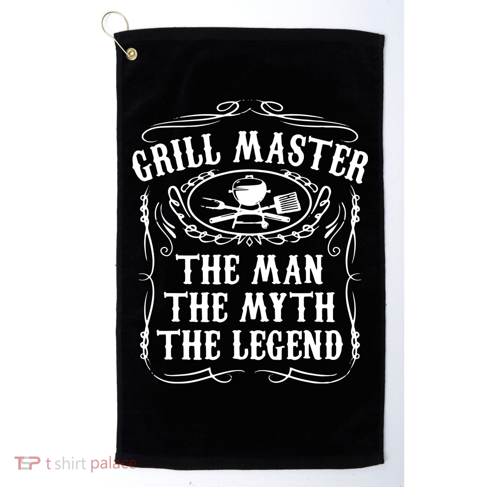 Grill Master The Man The Myth Legend Funny BBQ Smoker Golf Towel
