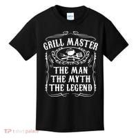 Grill Master The Man The Myth Legend Funny BBQ Smoker Kids T-Shirt thumb 0