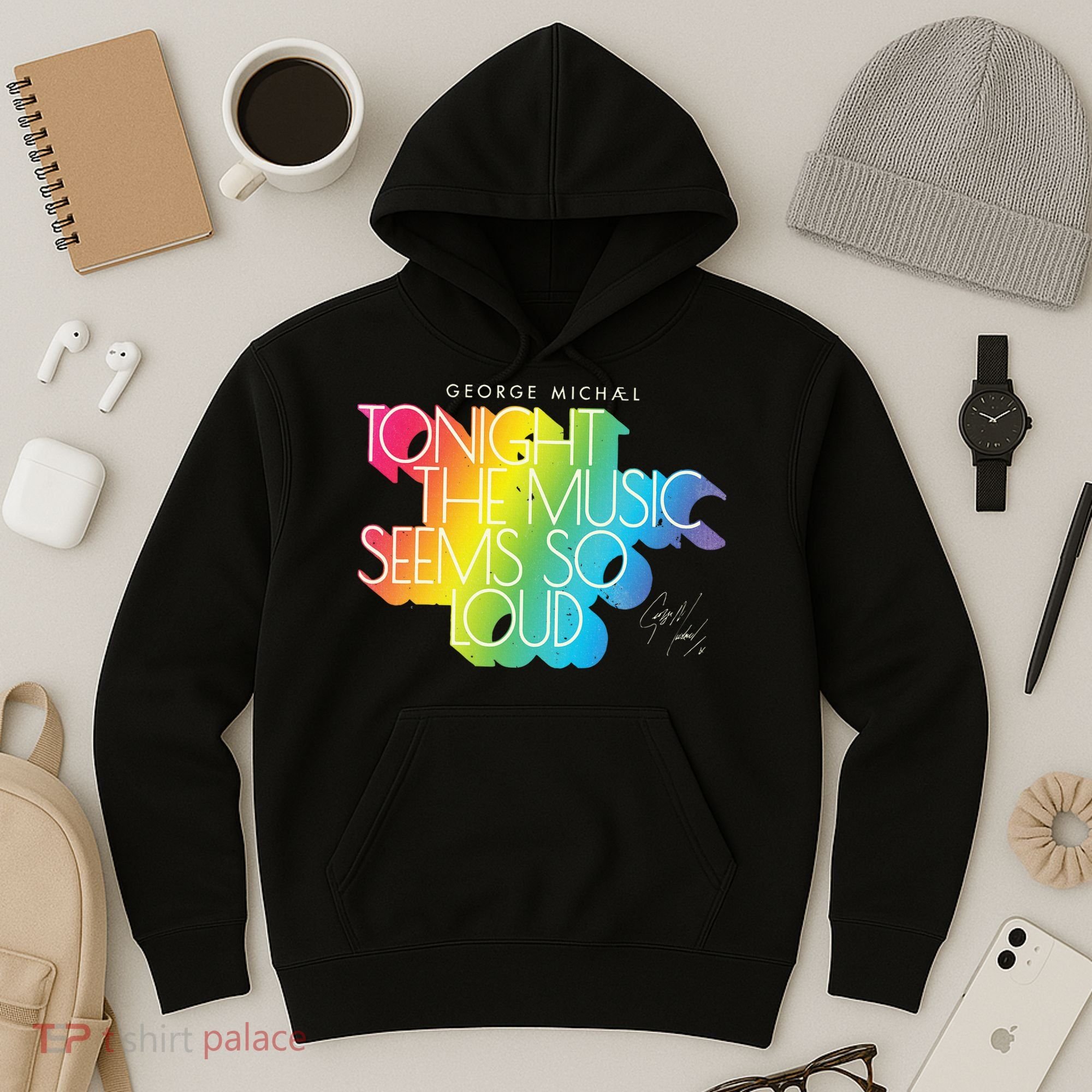 George Michael Tonight The Music Retro Rainbow Hoodie