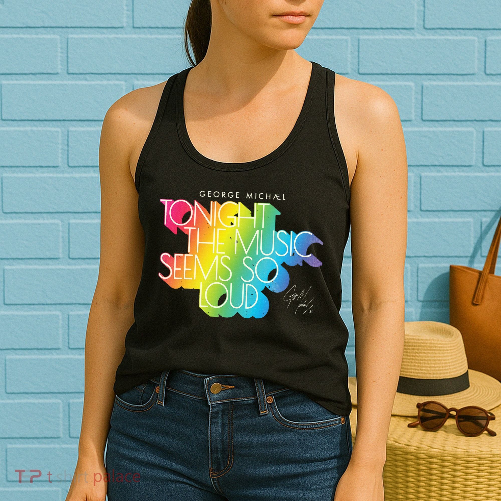 George Michael Tonight The Music Retro Rainbow Women's Tank Top