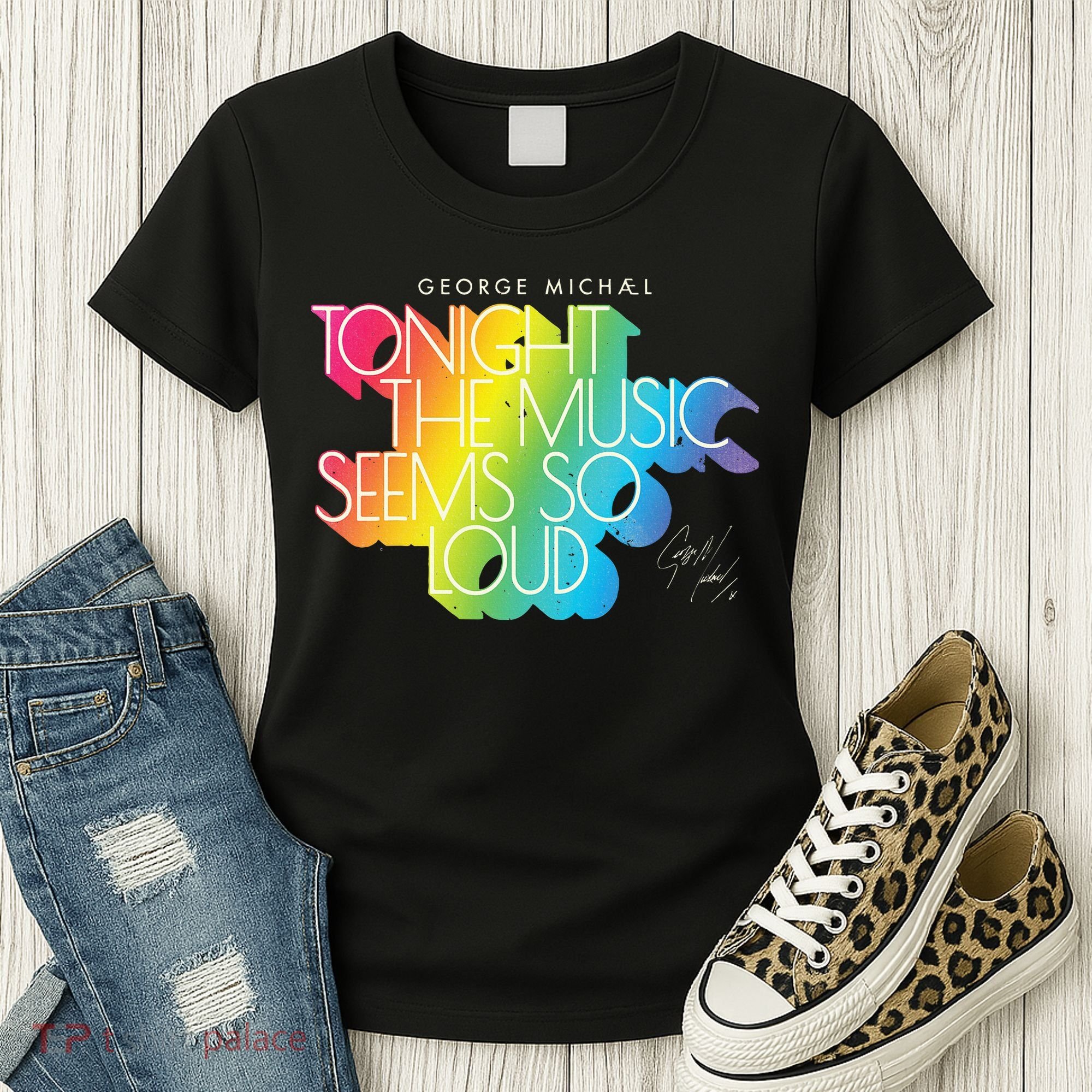 George Michael Tonight The Music Retro Rainbow Women's T-Shirt