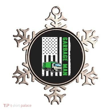 Garbage Man US Flag Garbage Truck Ornament