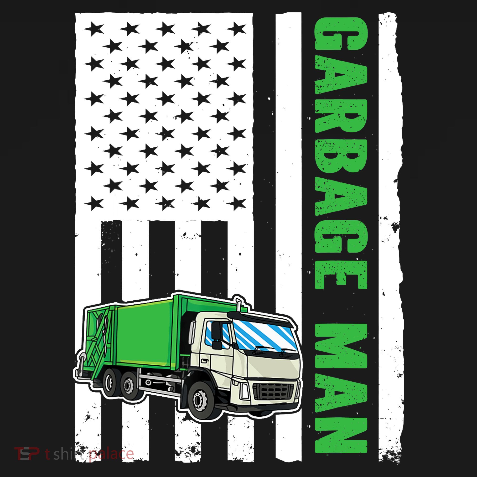 Garbage Man US Flag Garbage Truck Ornament