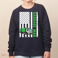 Garbage Man US Flag Garbage Truck Women's Sweatshirt thumb 0