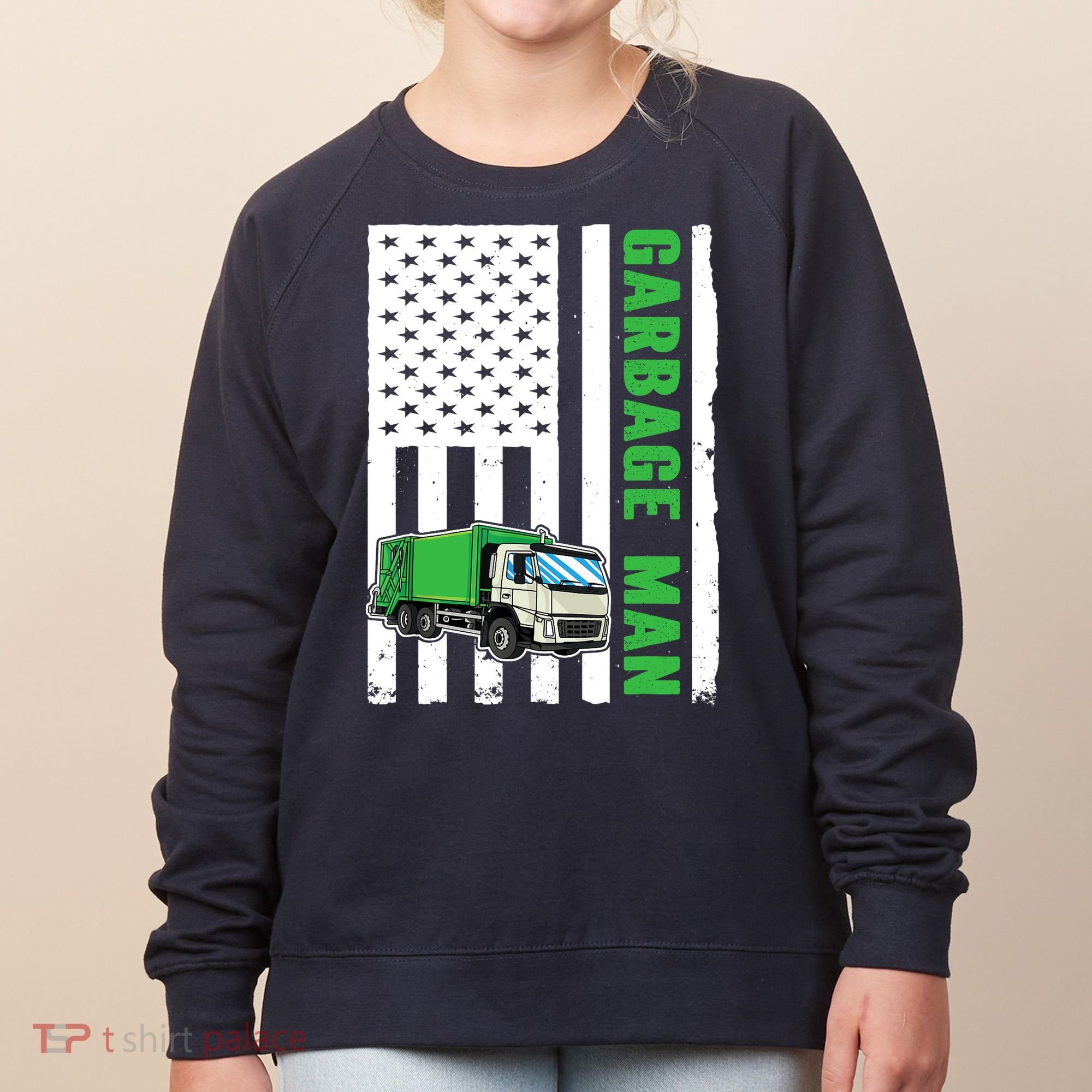 Garbage Man US Flag Garbage Truck Women's Sweatshirt