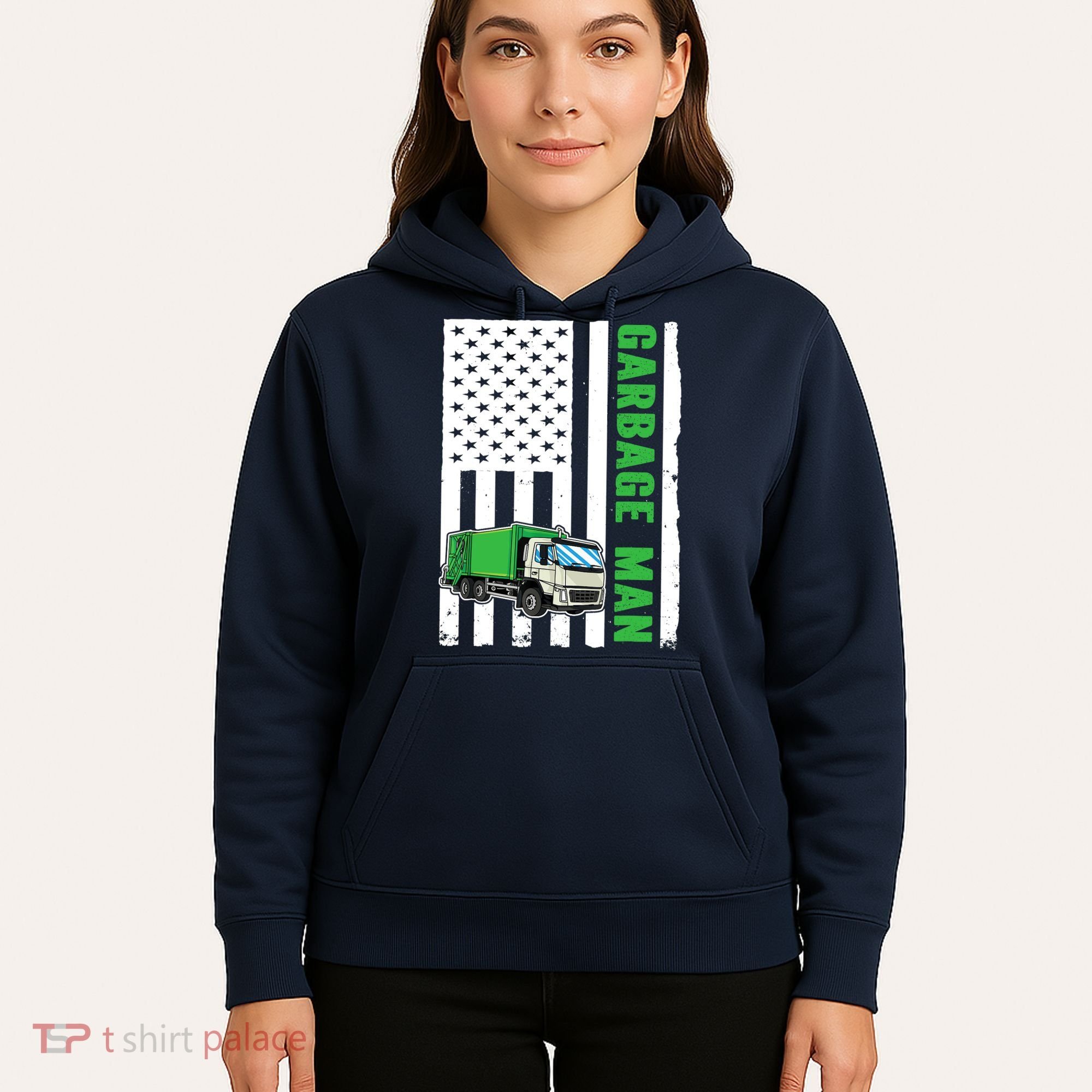Garbage Man US Flag Garbage Truck Hoodie