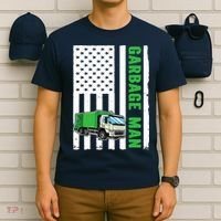 Garbage Man US Flag Garbage Truck T-Shirt thumb 6