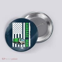 Garbage Man US Flag Garbage Truck Button thumb 0