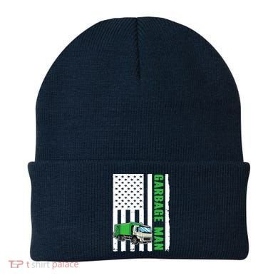 Garbage Man US Flag Garbage Truck Beanie