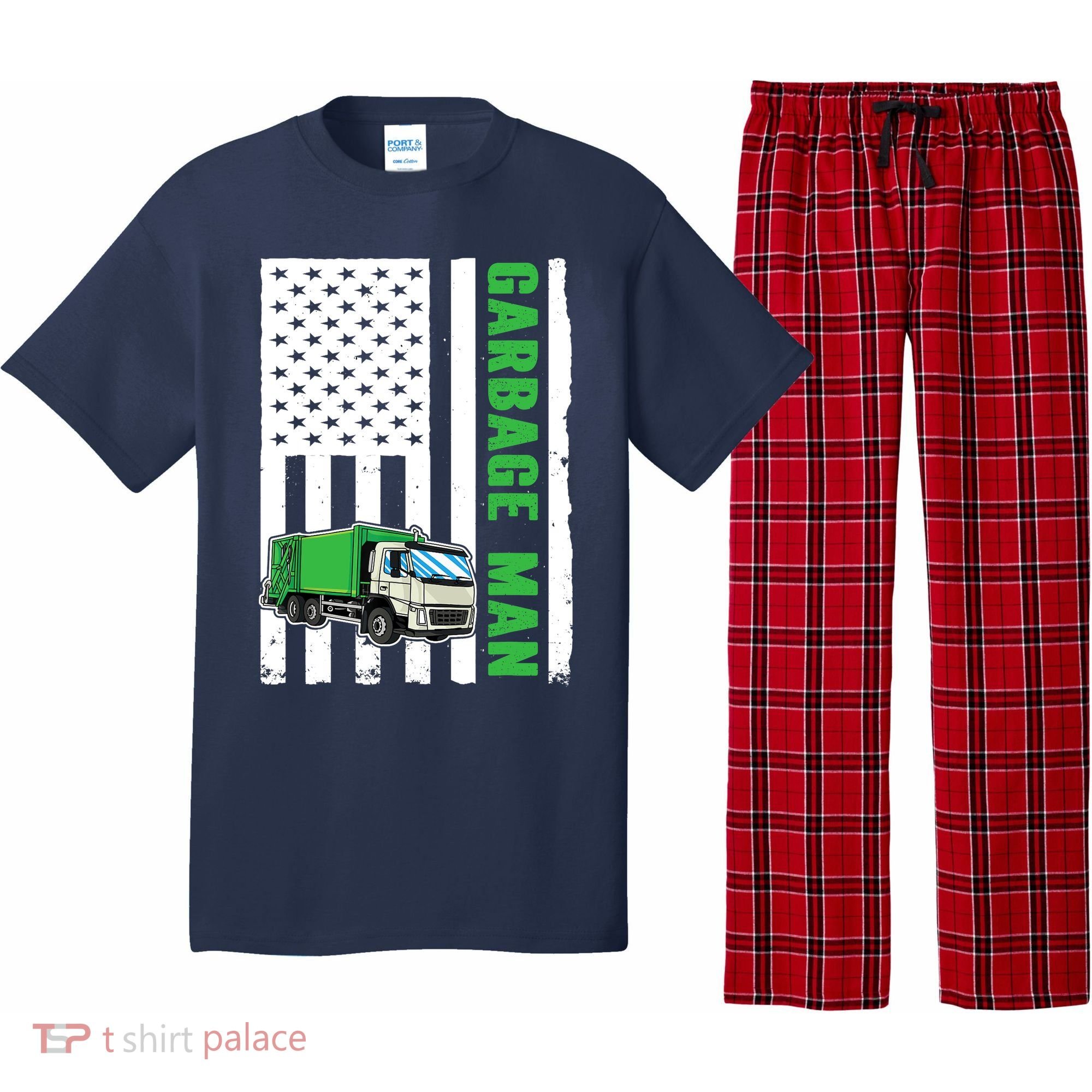 Garbage Man US Flag Garbage Truck Pajama Set
