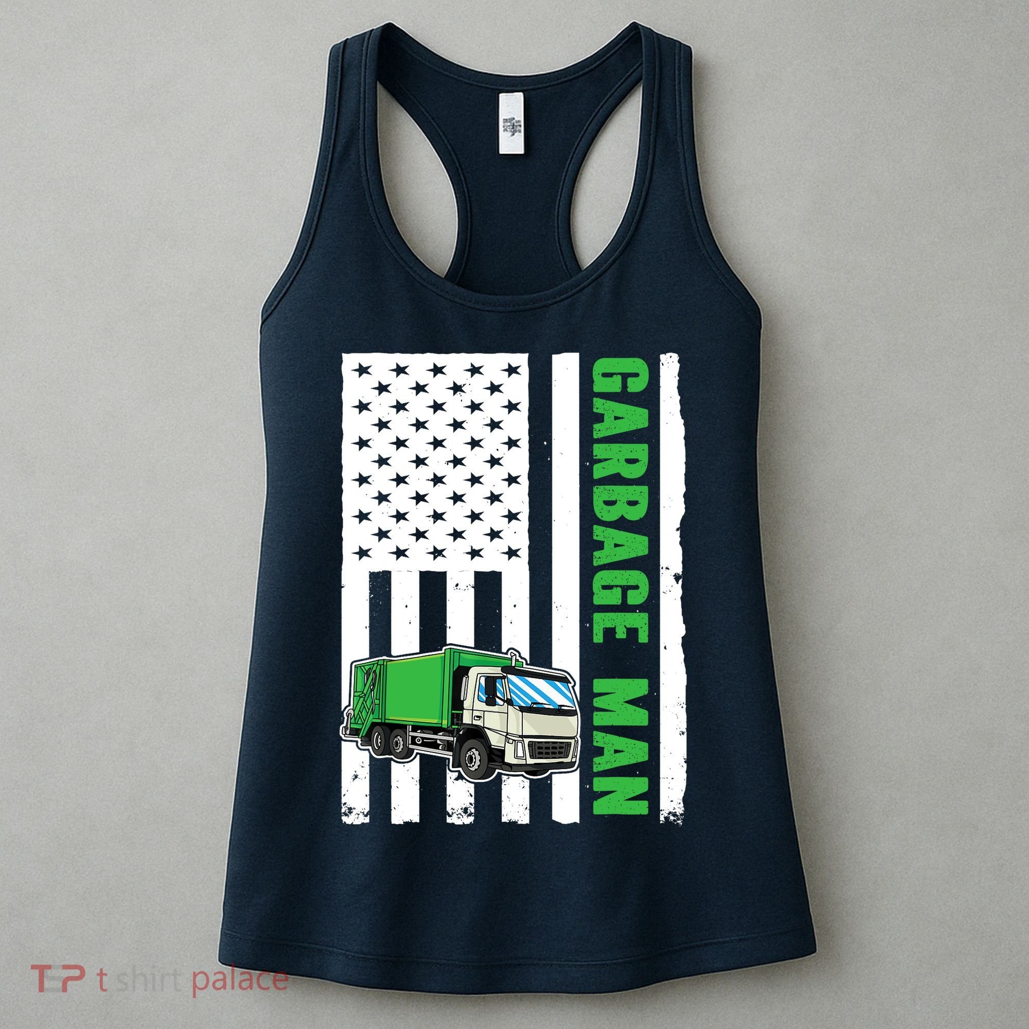 Garbage Man US Flag Garbage Truck Women's Tank Top