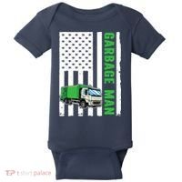 Garbage Man US Flag Garbage Truck Baby Bodysuit thumb 0