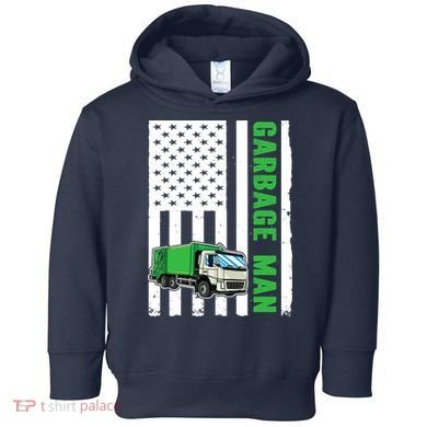 Garbage Man US Flag Garbage Truck Toddler Hoodie