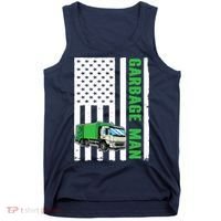 Garbage Man US Flag Garbage Truck Tank Top thumb 0