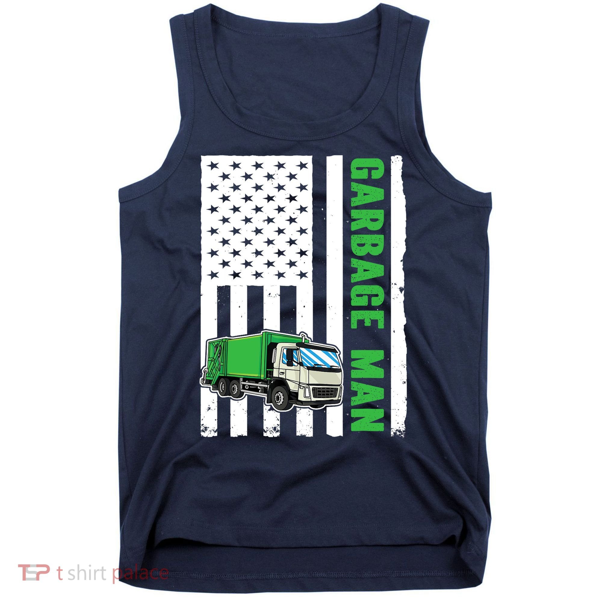 Garbage Man US Flag Garbage Truck Tank Top