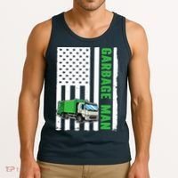 Garbage Man US Flag Garbage Truck Tank Top thumb 3
