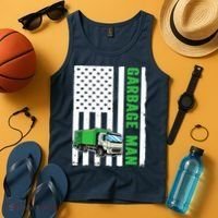 Garbage Man US Flag Garbage Truck Tank Top thumb 4