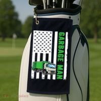 Garbage Man US Flag Garbage Truck Golf Towel thumb 2