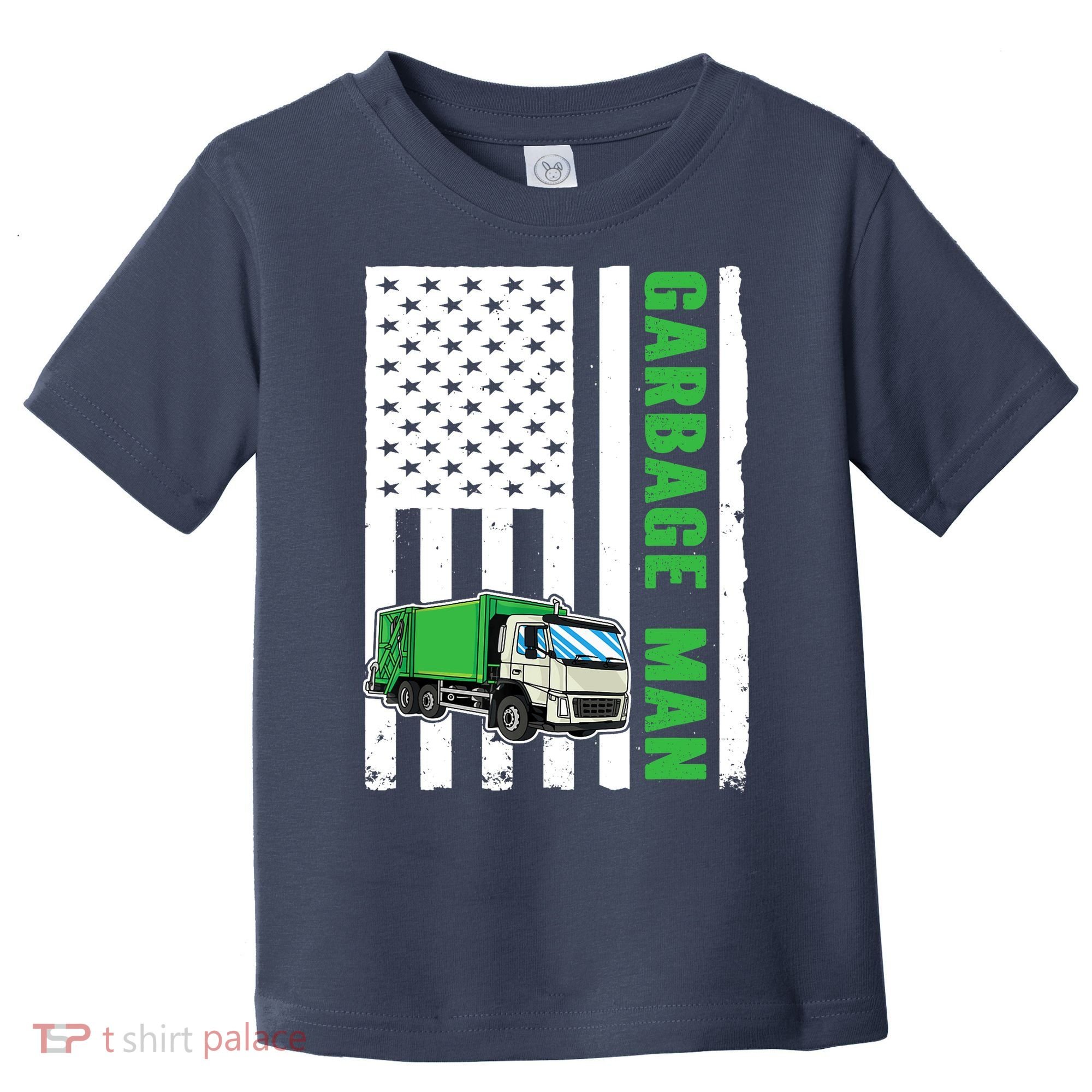 Garbage Man US Flag Garbage Truck Toddler T-Shirt