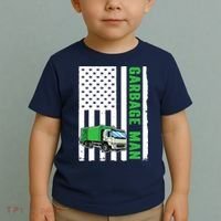 Garbage Man US Flag Garbage Truck Toddler T-Shirt thumb 2