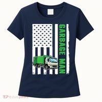 Garbage Man US Flag Garbage Truck Women's T-Shirt thumb 0