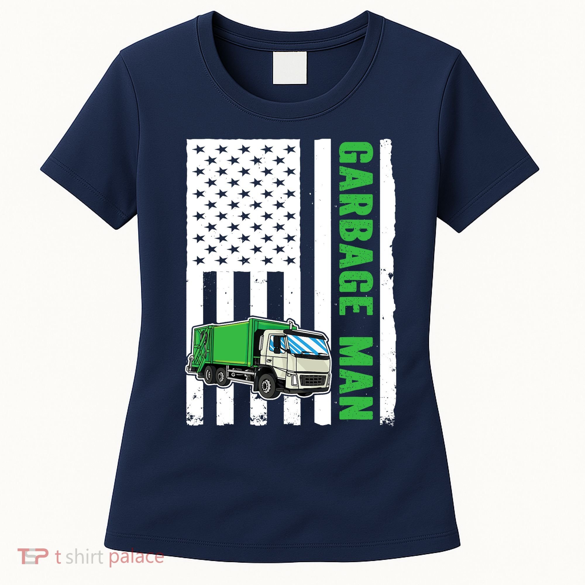 Garbage Man US Flag Garbage Truck Women's T-Shirt