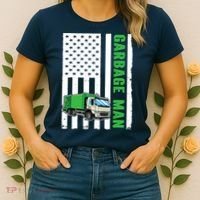 Garbage Man US Flag Garbage Truck Women's T-Shirt thumb 2
