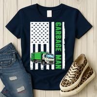 Garbage Man US Flag Garbage Truck Women's T-Shirt thumb 3