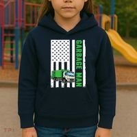 Garbage Man US Flag Garbage Truck Kids Hoodie thumb 3