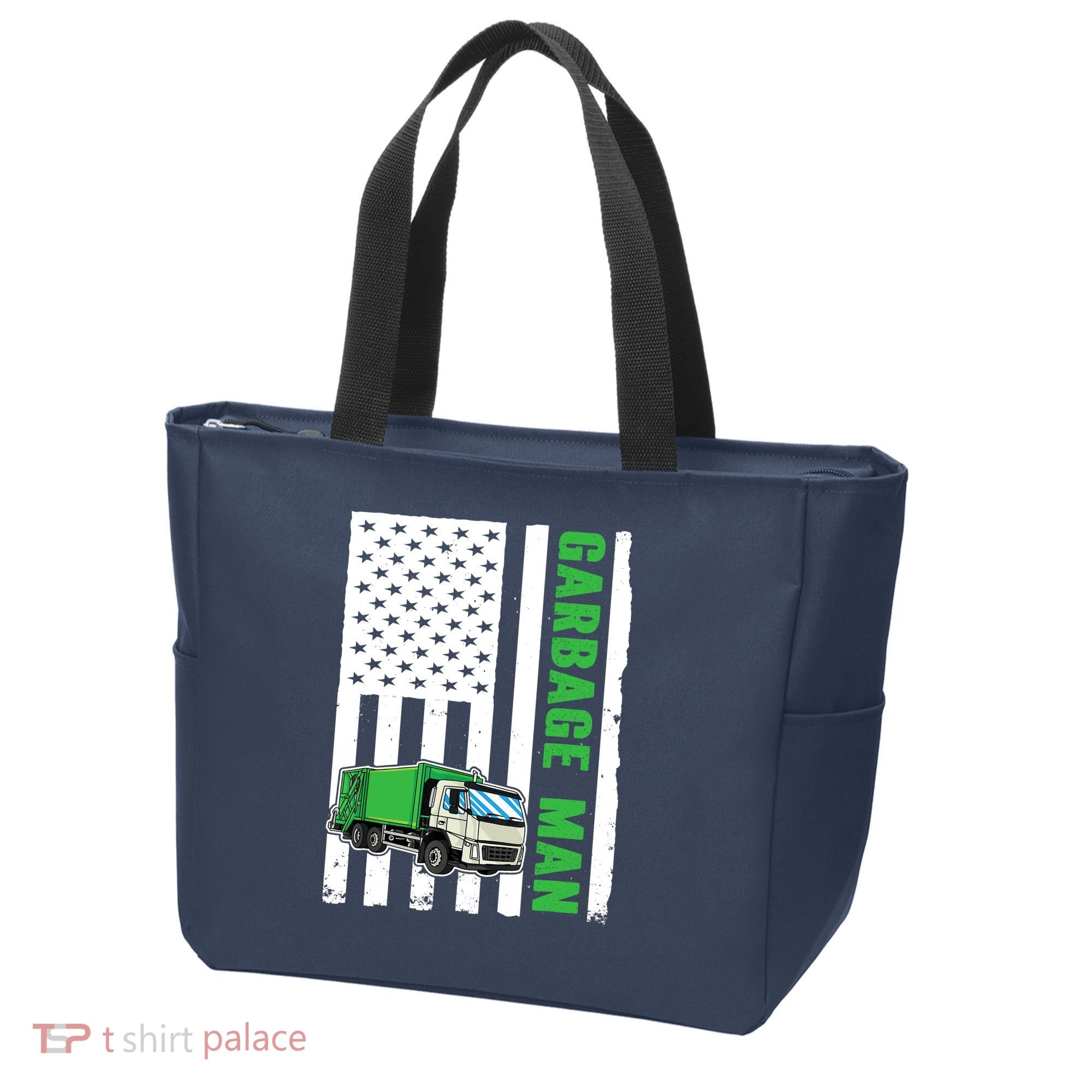 Garbage Man US Flag Garbage Truck Tote Bag