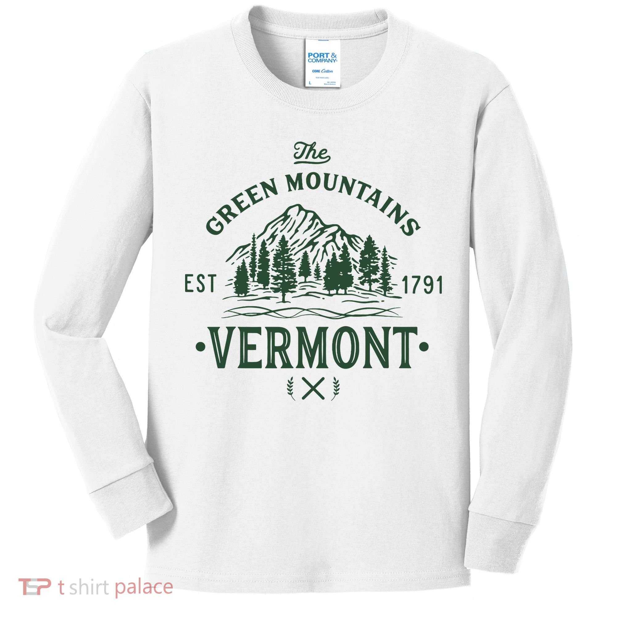 Green Mountains Vermont Vacation Kids Long Sleeve Shirt