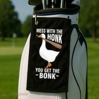 Goose Mess With The Honk You Get The Bonk Golf Towel thumb 2