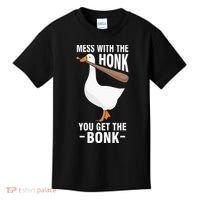Goose Mess With The Honk You Get The Bonk Kids T-Shirt thumb 0