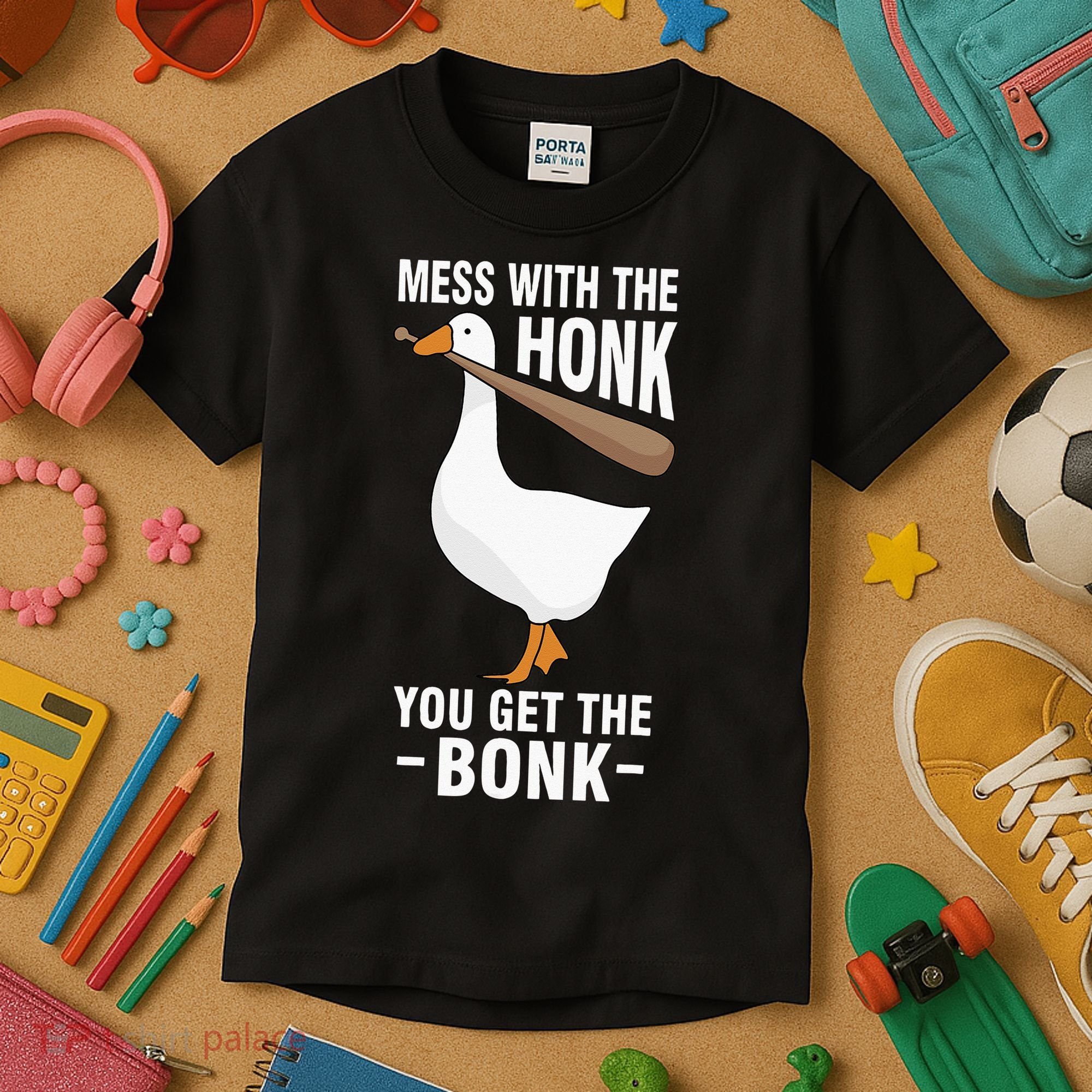 Goose Mess With The Honk You Get The Bonk Kids T-Shirt