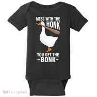 Goose Mess With The Honk You Get The Bonk Baby Bodysuit thumb 0