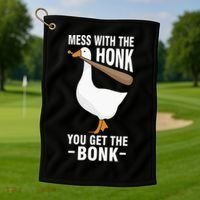 Goose Mess With The Honk You Get The Bonk Golf Towel thumb 1