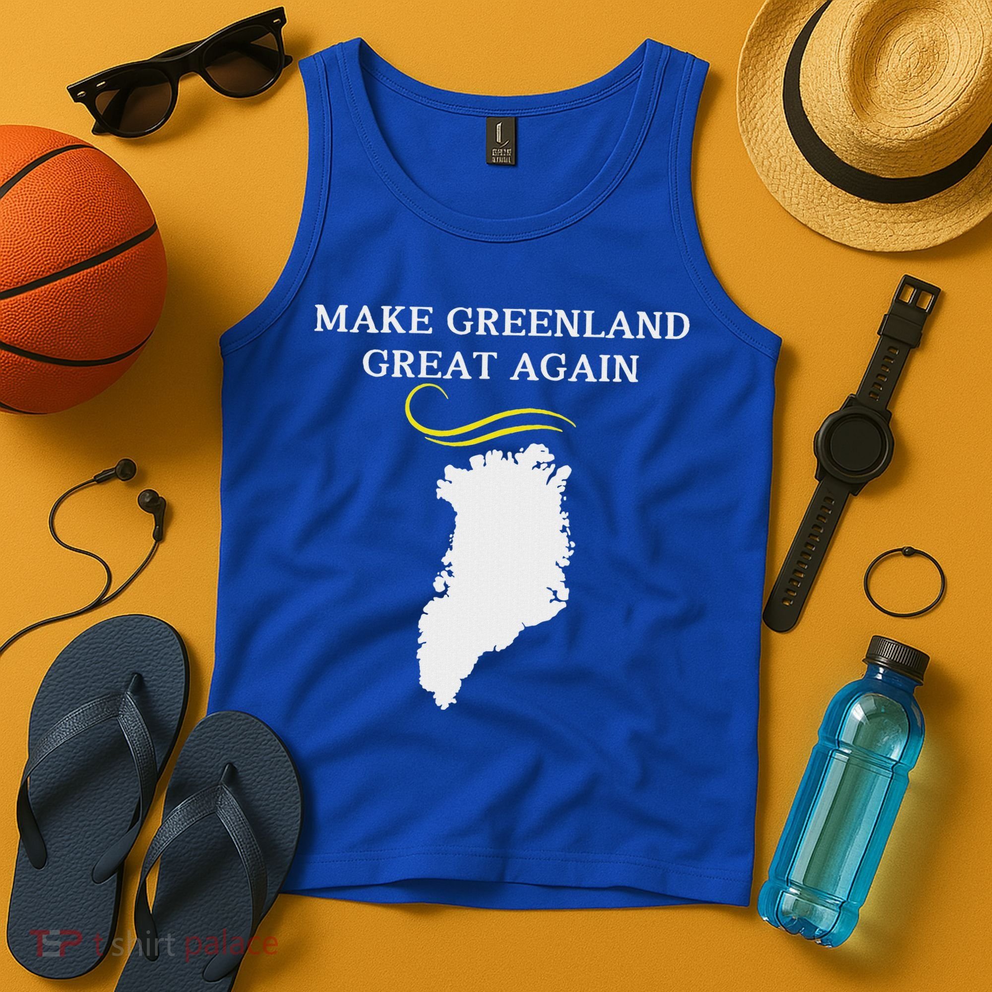 Greenland Map With Trump Hair Make Greenland Great Again Tank Top