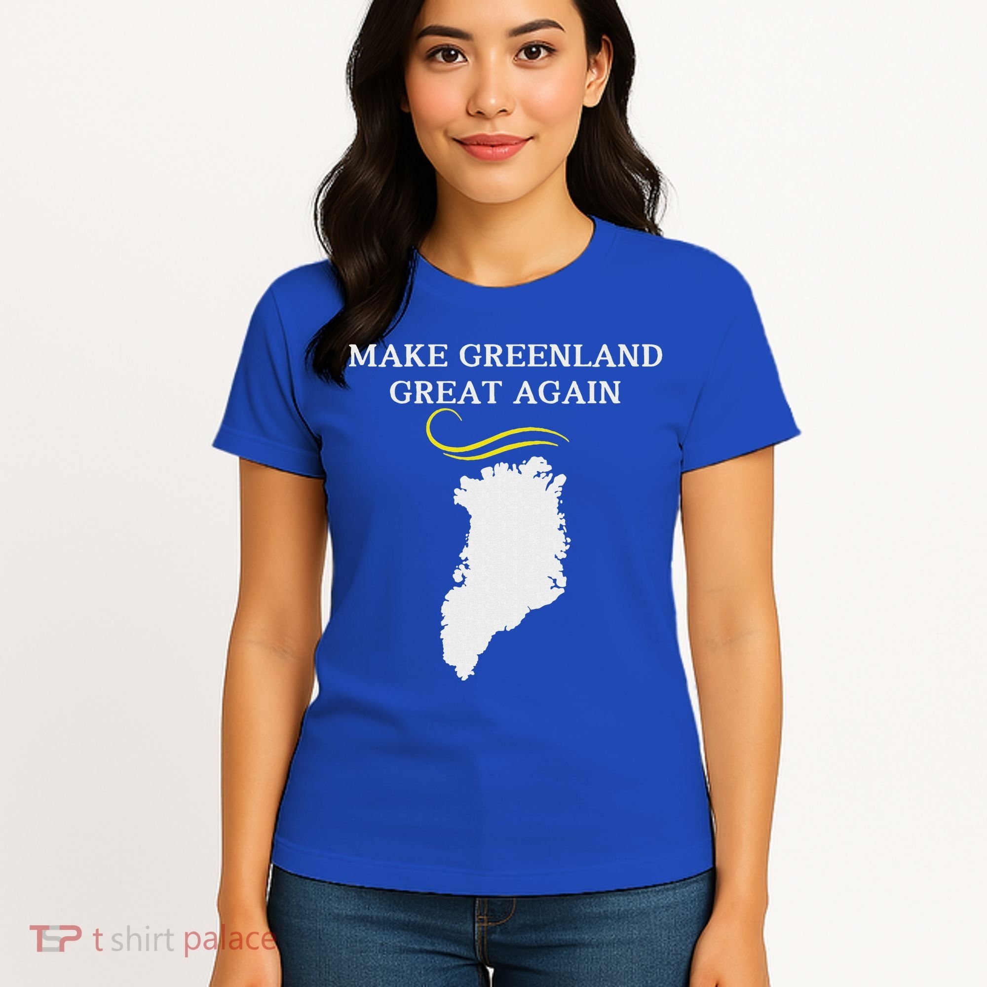 Greenland Map With Trump Hair Make Greenland Great Again Women's T-Shirt