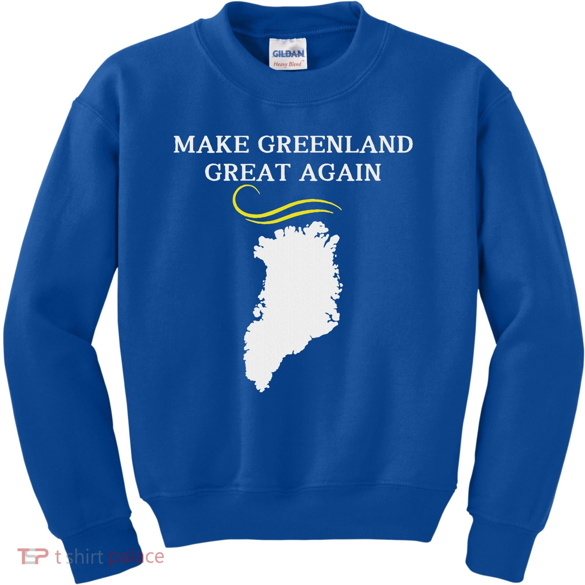 Greenland Map With Trump Hair Make Greenland Great Again Kids Sweatshirt