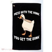 Goose Mess With The Honk You Get The Bonk Golf Towel thumb 0