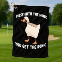 Goose Mess With The Honk You Get The Bonk Golf Towel thumb 1