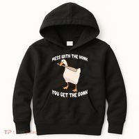 Goose Mess With The Honk You Get The Bonk Kids Hoodie thumb 0
