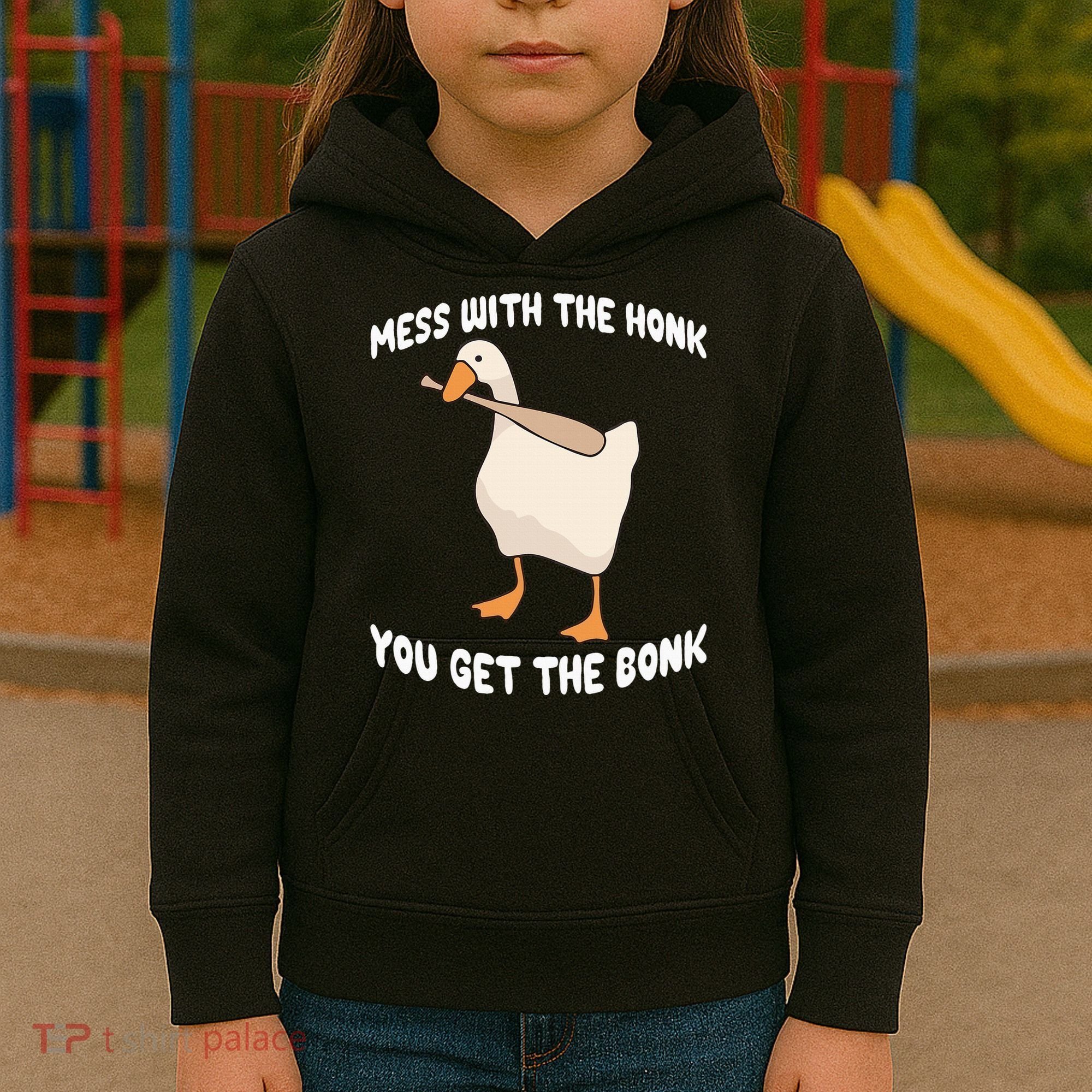 Goose Mess With The Honk You Get The Bonk Kids Hoodie