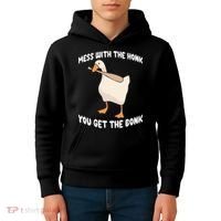 Goose Mess With The Honk You Get The Bonk Kids Hoodie thumb 4