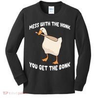 Goose Mess With The Honk You Get The Bonk Kids Long Sleeve Shirt thumb 0