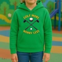 Golf More Worry Less Kids Hoodie thumb 3