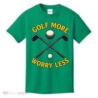 Golf More Worry Less Kids T-Shirt thumb 0