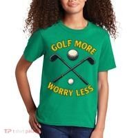 Golf More Worry Less Kids T-Shirt thumb 2